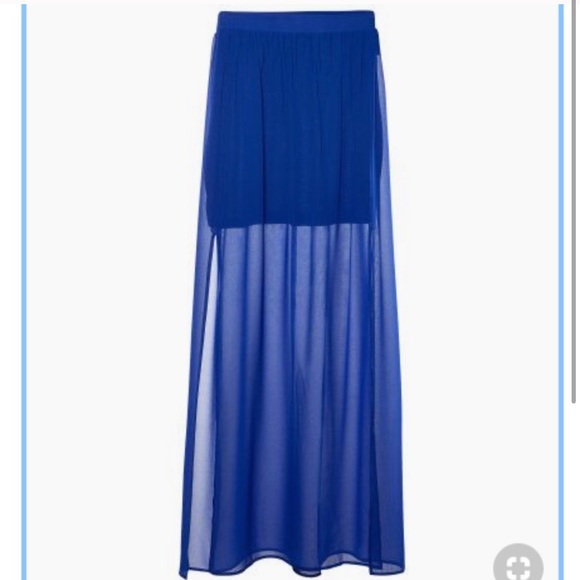 Royal blue sheer maxi skirt with slits - Picture 2 of 5